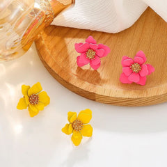 Color frosted flower earrings sweet floral earrings temperament earrings - Nimall