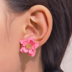 Color frosted flower earrings sweet floral earrings temperament earrings - Nimall