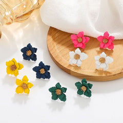 Color frosted flower earrings sweet floral earrings temperament earrings - Nimall