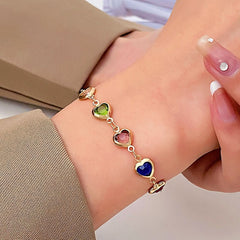 Color love bracelet, personality temperament, heart - shaped dopamine bracelet. - Nimall