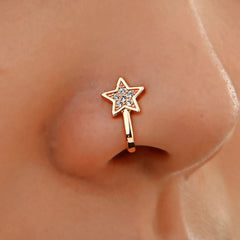 Copper inlaid zircon star false nose stud - Nimall