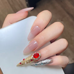 Court Armor Pure Handmade Light Therapy Wearing Armor Retro Court Style Luxury Explosive Diamond Removable Nail Art Sticker - Nimall