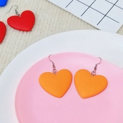 Creative color love earrings exaggerate the atmosphere peach heart earrings simple temperament, no ear clips - Nimall