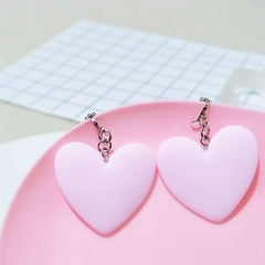 Creative color love earrings exaggerate the atmosphere peach heart earrings simple temperament, no ear clips - Nimall