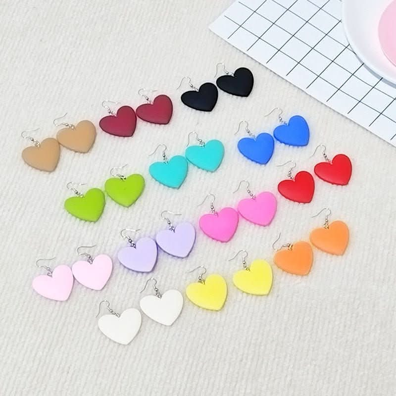 Creative color love earrings exaggerate the atmosphere peach heart earrings simple temperament, no ear clips - Nimall