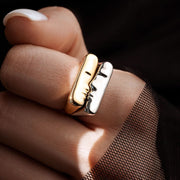 Creative expression opening adjustable ring Unisex personalized couple ring jewelry - Nimall