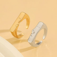 Creative expression opening adjustable ring Unisex personalized couple ring jewelry - Nimall