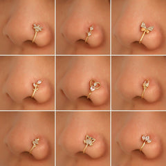 Creative U - shaped animal nose clip nose jewelry copper inlaid zircon nose ring jewelry - Nimall