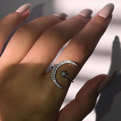 Crescent Moon Ring Fashion Star Moon Ring - Nimall