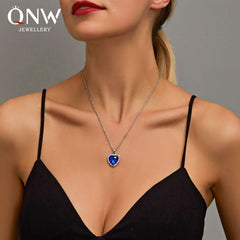 Crystal Gem Love Necklace Temperament Classic Ocean Heart Necklace - Nimall