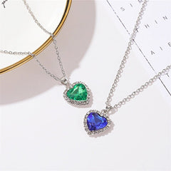 Crystal Gem Love Necklace Temperament Classic Ocean Heart Necklace - Nimall