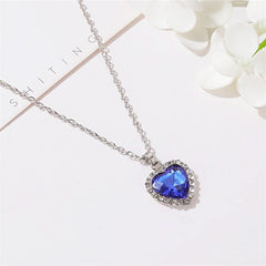 Crystal Gem Love Necklace Temperament Classic Ocean Heart Necklace - Nimall