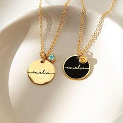 Custom Birthstone Name Necklace Personalized Gold Plated Gemstone Pendant Jewelry AL103 - Nimall