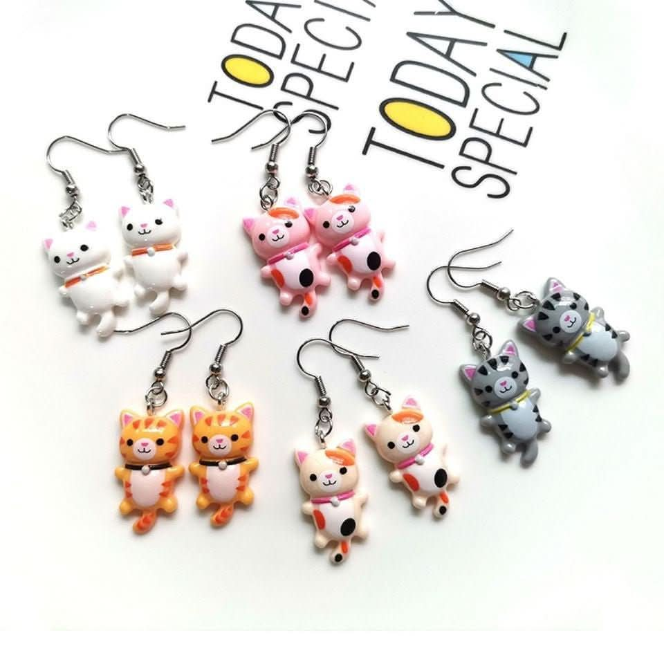 Cute cat stud earrings versatile retro cartoon temperament earrings - Nimall