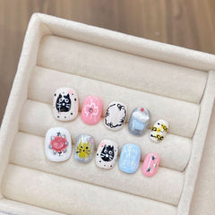 Cute hand - painted cat hand - worn nail cartoon fake nail patch manicure - Nimall