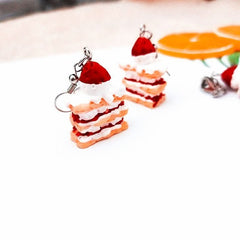 Cute Napoleon Sweet Creative Handmade ins Strawberry Cake Earrings Holeless Ear Clips - Nimall