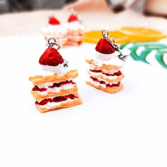 Cute Napoleon Sweet Creative Handmade ins Strawberry Cake Earrings Holeless Ear Clips - Nimall