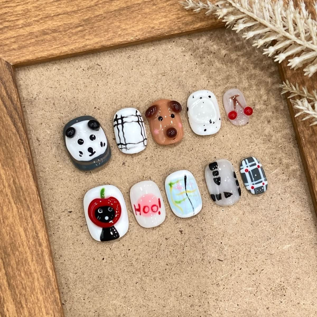 Cute puppy handmade wearing armor handmade advanced short nail piece simple hand - painted wholesale high - end ins cartoon - Nimall