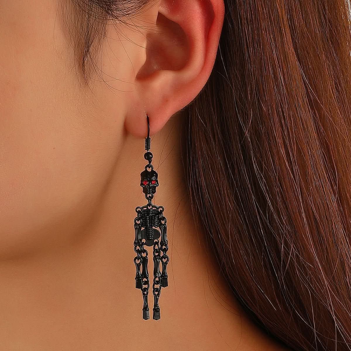 Dark Skull Earrings Female, Exaggerated Punk Hollow Earrings - Nimall