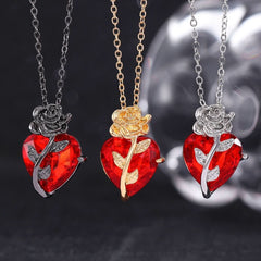 Dark Wind Love Rose Necklace Female Wrap Flower Heart Collarbone Chain - Nimall