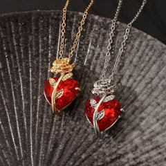 Dark Wind Love Rose Necklace Female Wrap Flower Heart Collarbone Chain - Nimall