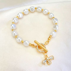 Diamond Bee Pendant Pearl Bracelet Women's French Creative Bracelet Bracelet - Nimall