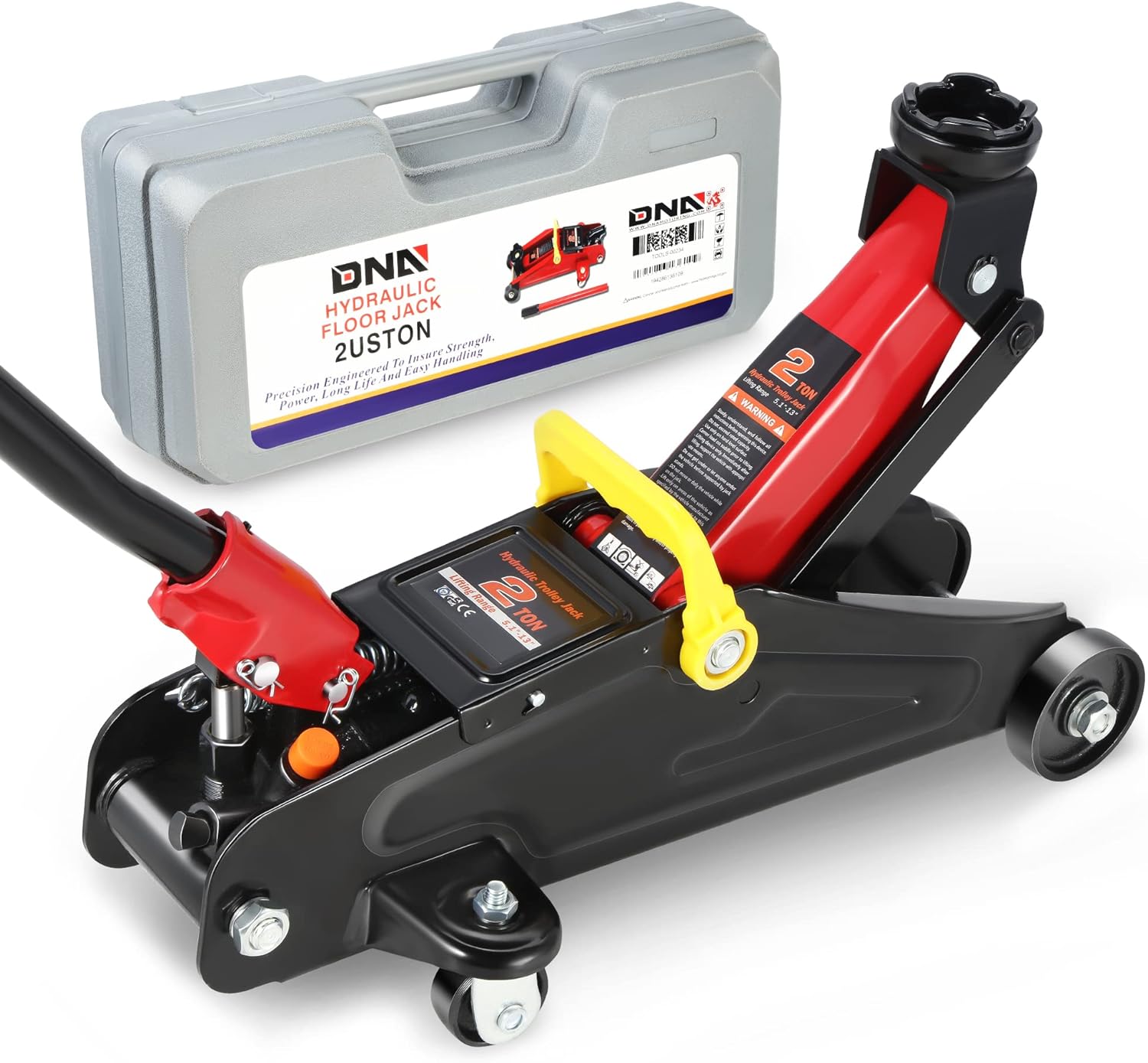 DNA MOTORING TOOLS - 00234 Low Profile Hydraulic Trolley Service/Floor Jack, 2 Ton (4000 lbs) Capacity, Lifting Range 5.1" - 13", Black AH007 - Nimall