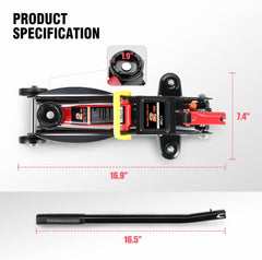 DNA MOTORING TOOLS - 00234 Low Profile Hydraulic Trolley Service/Floor Jack, 2 Ton (4000 lbs) Capacity, Lifting Range 5.1" - 13", Black AH007 - Nimall