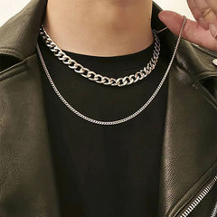 Double layer hip - hop style necklace men's versatile chain - Nimall