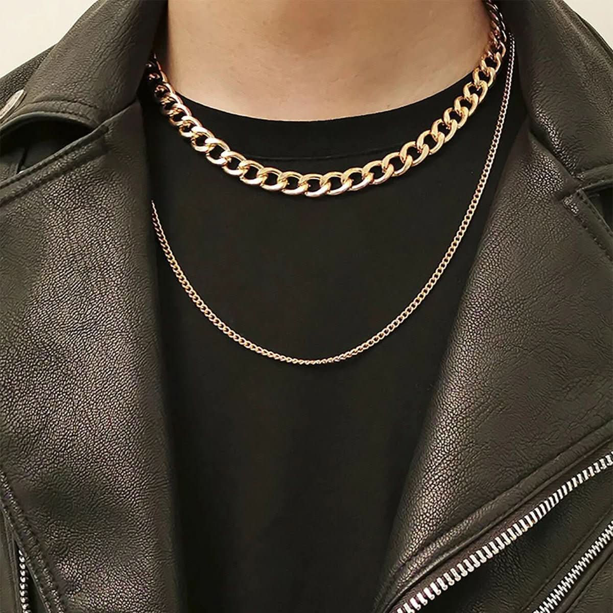 Double layer hip - hop style necklace men's versatile chain - Nimall