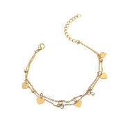 Double - layer love anklet, retro alloy peach heart multi - layer beach chain, cold wind - Nimall