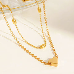 Double - layer love anklet, simple alloy heart - shaped anklet, beach foot chain. - Nimall