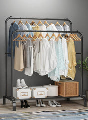 Double layer metal clothing storage rack black NH148 AL202 - Nimall