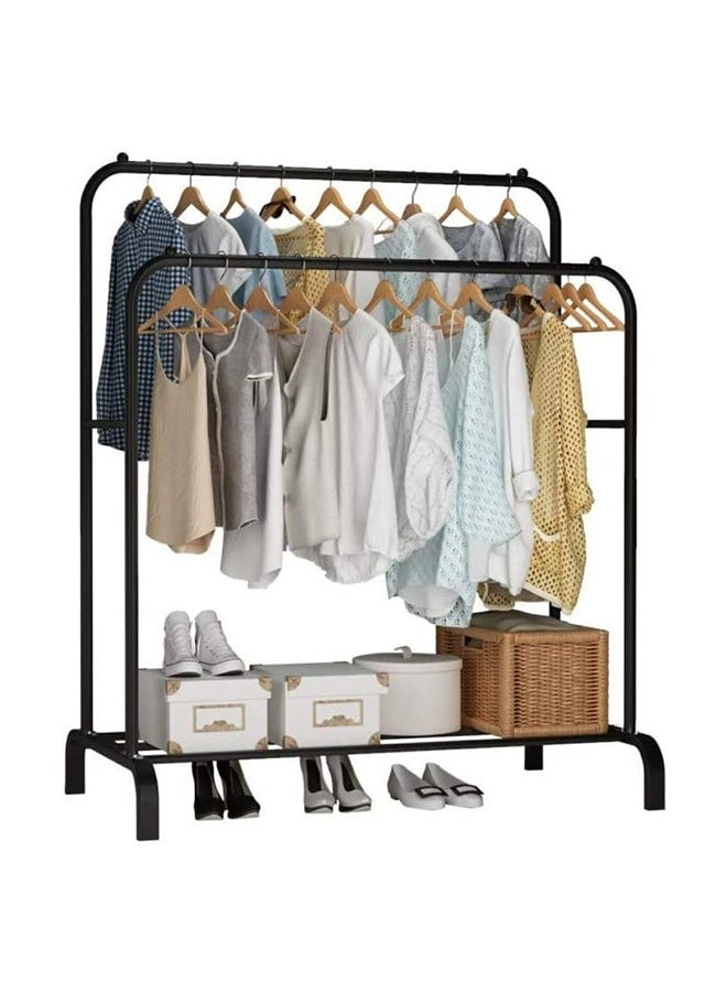 Double layer metal clothing storage rack black NH148 AL202 - Nimall