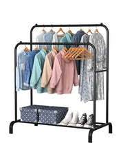 Double layer metal clothing storage rack black NH148 AL202 - Nimall