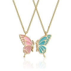 Dripping Butterfly Necklace Double Spell Color Friendship Set Clavicle Chain - Nimall