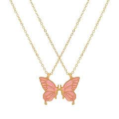 Dripping Butterfly Necklace Double Spell Color Friendship Set Clavicle Chain - Nimall