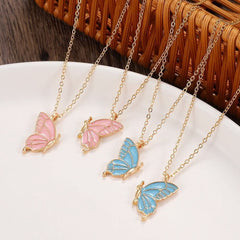 Dripping Butterfly Necklace Double Spell Color Friendship Set Clavicle Chain - Nimall