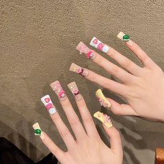 Duck beak manicure, dopamine plastic wind big mouth colorful graffiti pure hand - worn nail sticker - Nimall