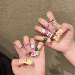 Duck beak manicure, dopamine plastic wind big mouth colorful graffiti pure hand - worn nail sticker - Nimall