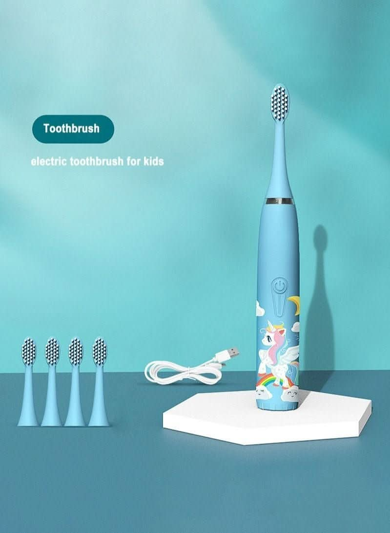 electric toothbrush for kids USB Rechargeable Star Moon Rainbow Unicorn Blue - Nimall