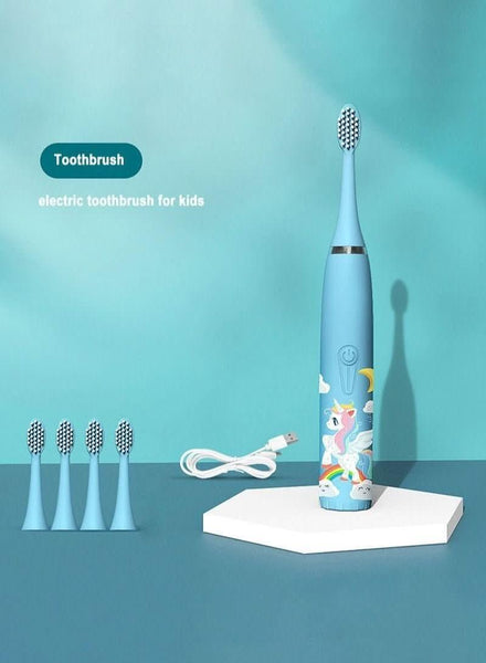 electric toothbrush for kids USB Rechargeable Star Moon Rainbow Unicorn Blue