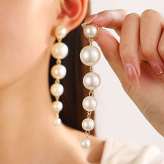 Elegant temperament series pearl earrings exaggerated long earrings - Nimall