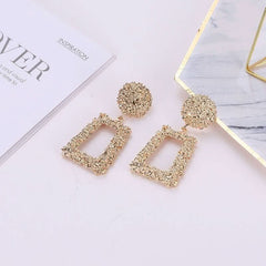 Exaggerated Atmospheric Frosted Geometric Earrings Creative Personality Metal Earrings - Nimall