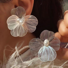 Exaggerated flower earrings petal earrings women - Nimall