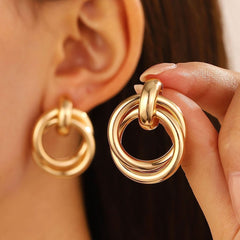 Exaggerated Geometric Earrings Wrapped Twist Stud Earrings Vintage Circle Earrings - Nimall