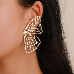 Exaggerated hollow butterfly wing stud earrings trendy fan creative earrings - Nimall