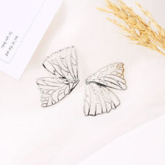 Exaggerated hollow butterfly wing stud earrings trendy fan creative earrings - Nimall