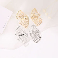 Exaggerated hollow butterfly wing stud earrings trendy fan creative earrings - Nimall