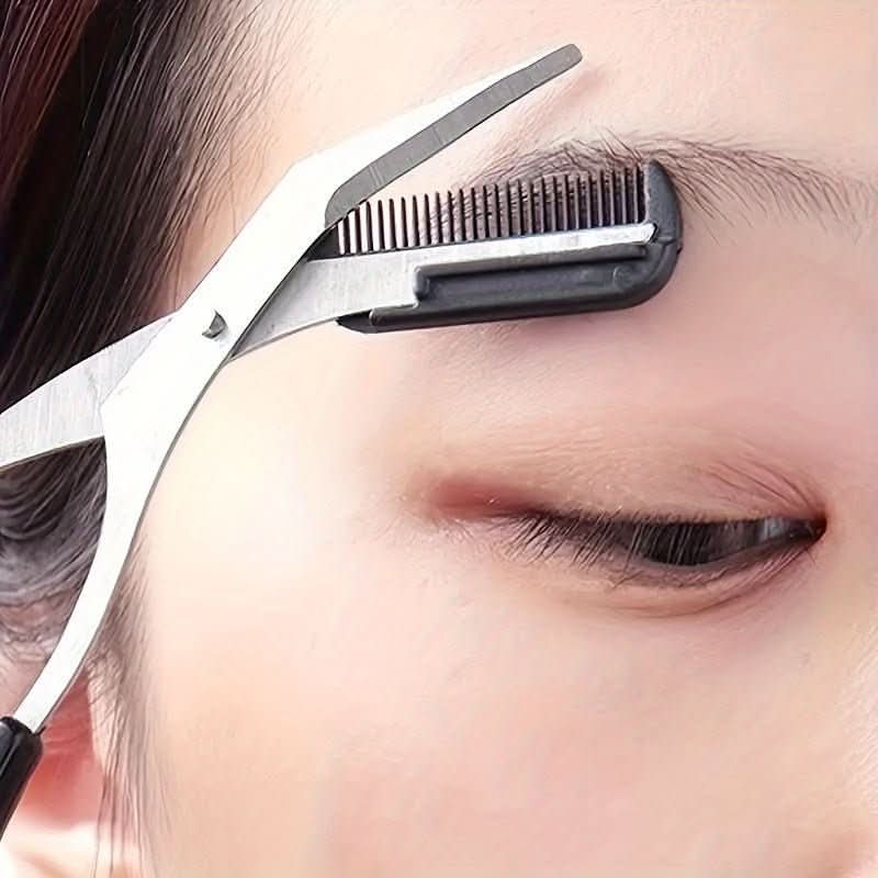 Eyebrow Scissors With Comb, Stainless Steel Scissors, Safety Eyebrow Makeup Scissors - Nimall